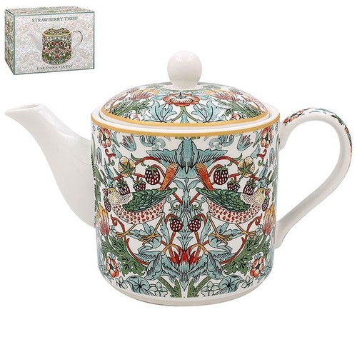 Gift Boxed Fine China William Morris Teapot - White Strawberry Thief - Picture 3 of 3