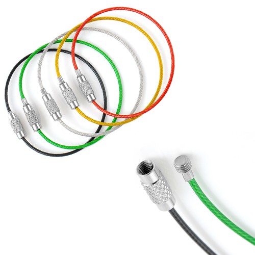5PCS 15cm Outdoor Hiking Stainless Steel Wire Keychain Key Ring Cable Chains Hot - Picture 2 of 12
