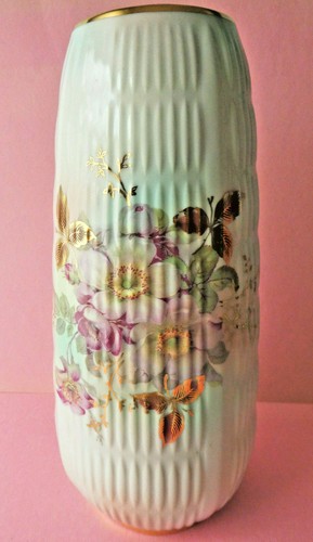 Vintage Schumann Arzberg Germany Bavaria Wild Rose 10" Tall Bud Vase, Scalloped, - Picture 1 of 12
