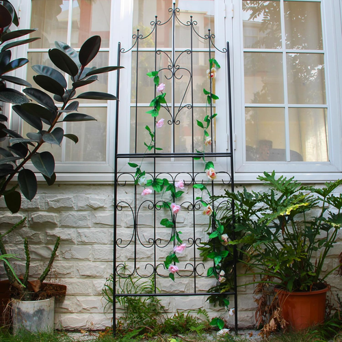 Enrejado de jardín de metal SCENDOR 86" X 30" soporte de plantas negro para enredaderas trepadoras - Imagen 10 de 11