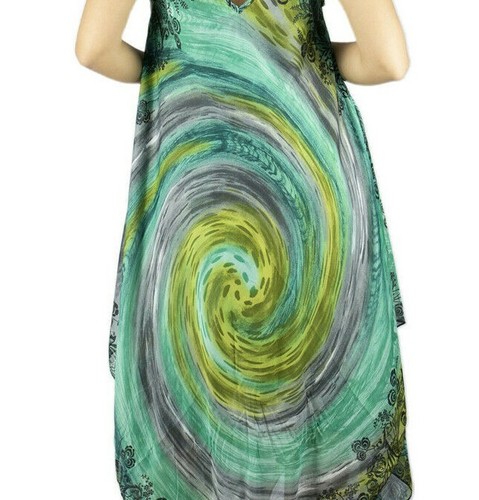 Women's 100% Cotton Asymmetric Sleeveless Spaghetti Strap Summer Dress One Size - Picture 5 of 6