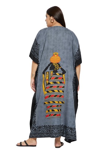 Women Plus Size Loose Kaftan Tunic Dress Hippy Kimono Sleeve Caftan Tunic Tops - Picture 679 of 809