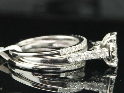 Lab Created Diamond Bridal Set 14k White Gold Plated Engagement Wedding Ring - Picture 3 of 11