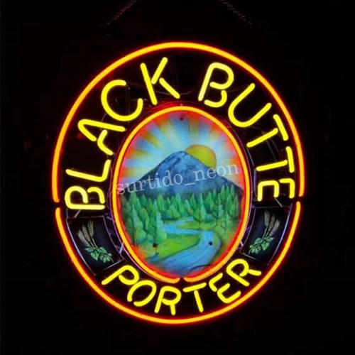 Schwarz Butte Porter Sonnenaufgang Fluss Berg Leuchtreklame Schild Licht Glas & Acryl 20"x24" - Bild 2 von 3
