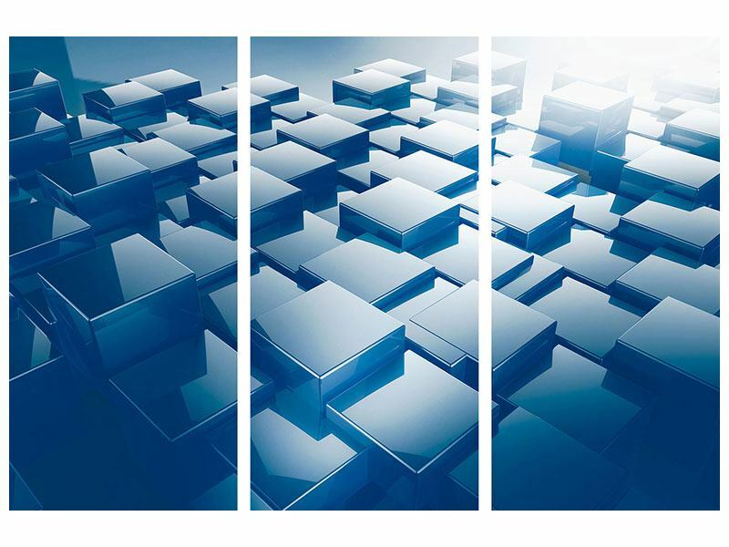 Bild 3-teilig 3D-Cubes Leinwand Acrylglas Aluminium Metall Hartschaum Bild 3-teilig 3D-Cubes Leinwand Acrylglas Aluminium Metall Hartschaum