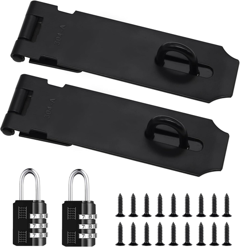 2Pcs Door Locks Hasp Latch,5 Inch 304 Stainless Steel Safety Packlock Clasp Hasp - Picture 11 of 12