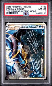 2010 POKEMON TRIUMPHANT PALKIA & DIALGA LEGEND BOTTOM #102 PSA 8 NM #109198298