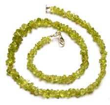 Natural Peridot Gems 5 to 8 mm Size Chips Beads 16" Necklace