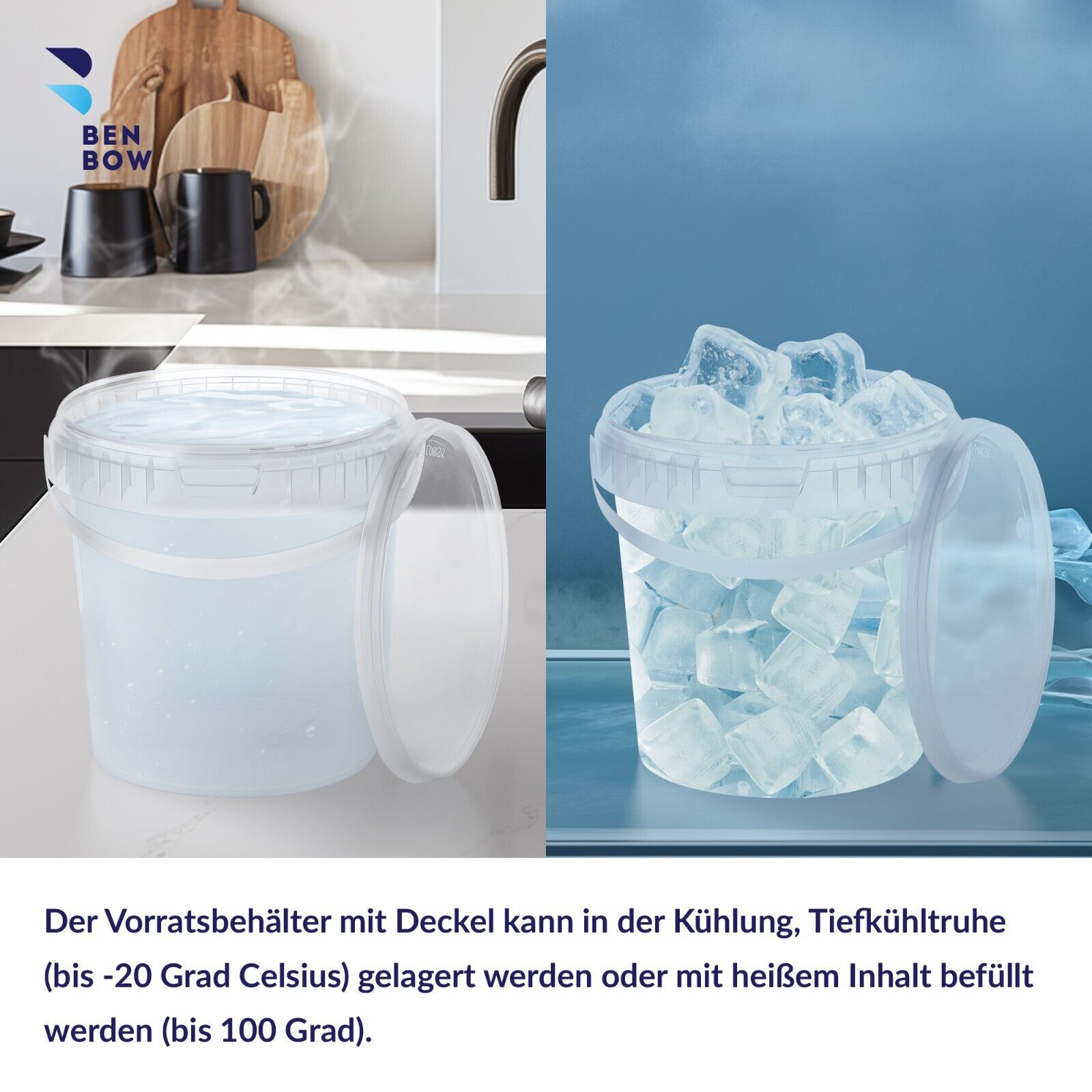 Eimer mit Deckel 0,5 0,6 1 3 5 10 20 30 L Liter Leereimer Kübel lebensmittelecht