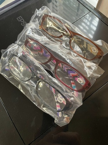 3 Pairs Women Clear Lens Reading Glasses- Fashion Vintage Bold Multi-Color +3.00 - Picture 6 of 6