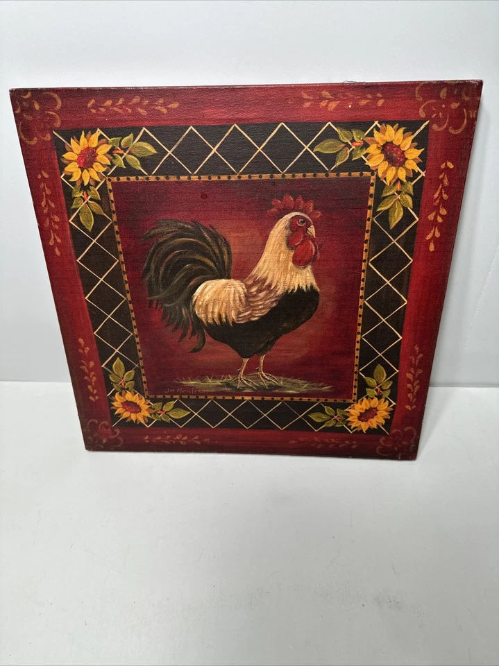 Rooster Canvas Wall Art Farmhouse Vintage Style 12inx12in, Felt Backing NICE - Image 2 of 4