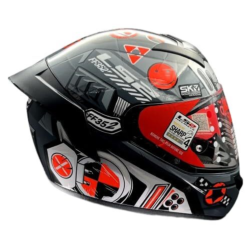 LS2 FF352 "Rookie Big One Gloss Grey Hi Viz Orange Full Face Helmet" - Bild 5 von 10