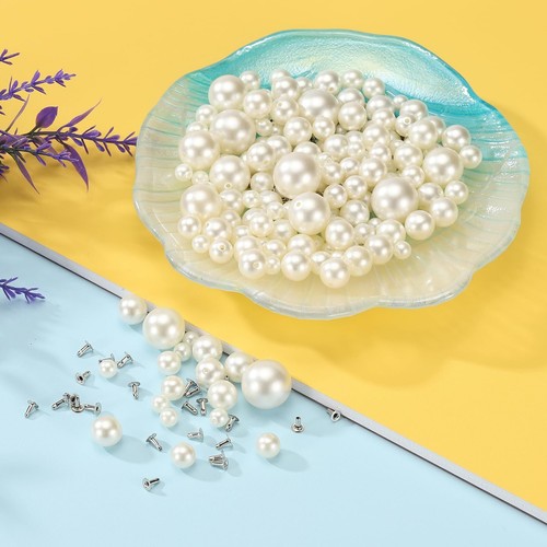 14mm Pearl Studs for Clothing 50 Sets Pearl Spikes for Clothes Faux Pearls Sp... - Picture 6 of 6