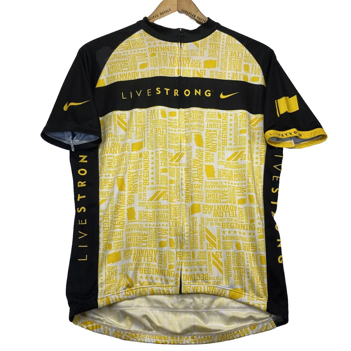 NIKE LIVESTRONG Mens Cycling White Bike Jersey XL Full