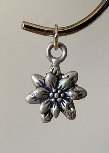 Vintage Poinsettia Flower Spring Winter Sterling Silver Charm Pendant - Picture 2 of 4