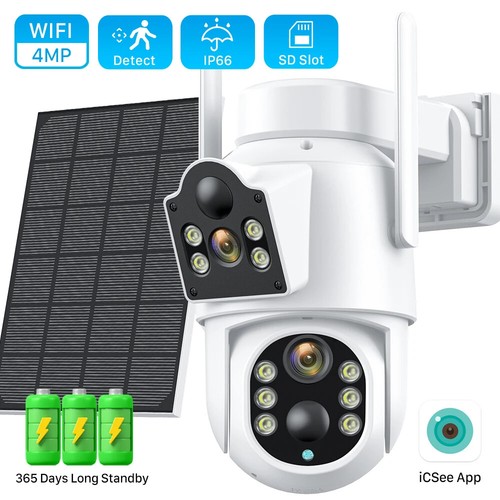 4MP Wireless Solar Camera Dual Len WiFi PTZ Camera Video Surveillance Camera New - Picture 19 of 25