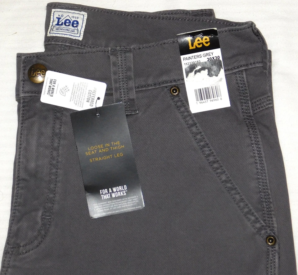 LEE Legendary Workwear Carpenter Pants Jeans Stretch Loose Fit Painters Grey - Image 2 of 4