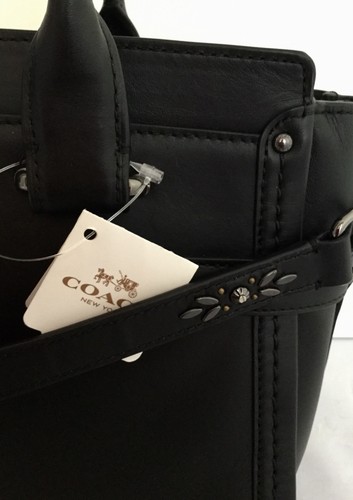 COACH 56831 Bandana Rivets Swagger 27 Glovetanned Leather DK/Black See Note - Picture 4 of 12