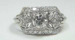 Antique-Art-Deco-Vintage-Diamond-Engagement-Platinum-Ring-Size-4-75-UK-J-EGL-USA