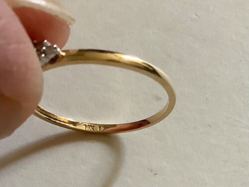 14k Yellow Gold 5mm Pink Pearl w/ (6) Small Diamond Chips Ring Size 6.75 - Picture 4 of 5