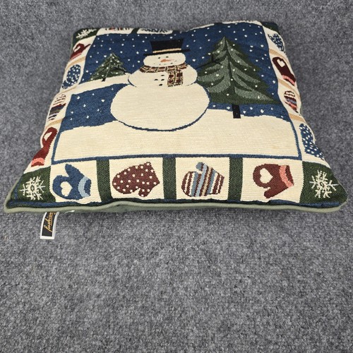 Muñeco de Nieve Mitones Invierno Tapiz Almohada 16x16 Navidad Decoración Vacacional - Imagen 4 de 10