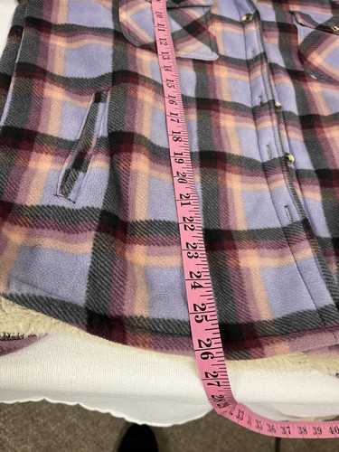 Sage Shacket Purple Plaid Women’s Size Medium Hand Pockets Fleece Lined - Picture 6 of 11