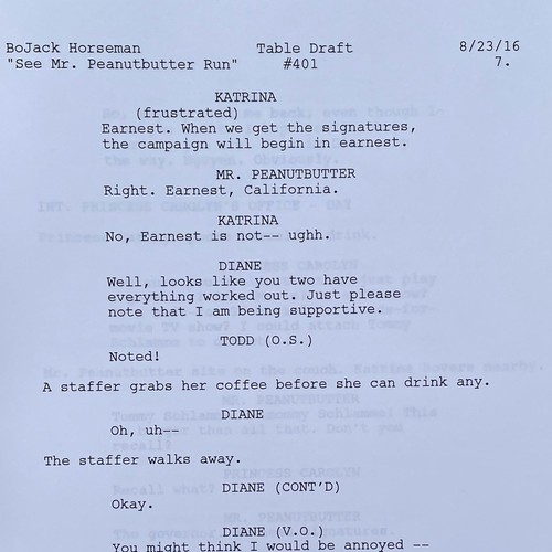 Bojack Horseman See Mr Peanutbutter Run Episode Original 2016 Table Draft Script - Picture 9 of 13