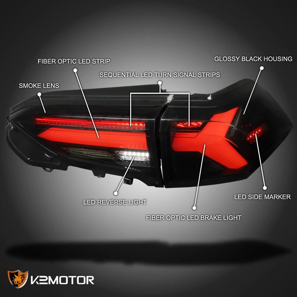 Black/Smoke Fits 2019-2024 Toyota RAV4 LED Sequential Signal Tail Brake Lights — 第 3/4 张图片