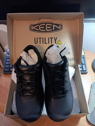 Keen Women’s PTC Oxford Lace Up Non-slip Work Shoes Black Leather Size 8 - Picture 2 of 9