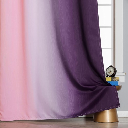 Eleganti Tende Oscuranti Ombre Rosa e Viola 100% - Lunghe 84'' per Camerette Bambini - Foto 8 di 11