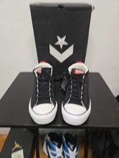 Converse Black Street Mid Size 7 Black/white/enamel Red Brand New