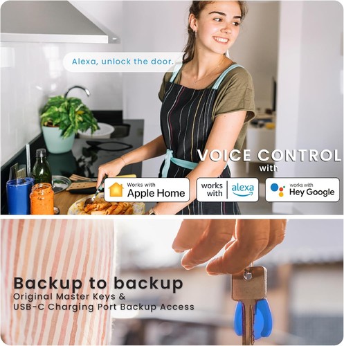 Lockly PIN Genie Pro Zeno Series Smart Lock, Apple Home, Alexa, Google, WiFi - Imagen 8 de 16