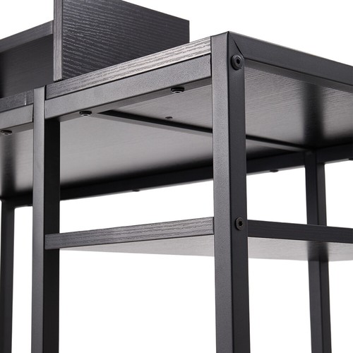 Reversible L Shaped Desk Industrial Corner Computer Table Adjustable Shelf Brown - Picture 38 of 64
