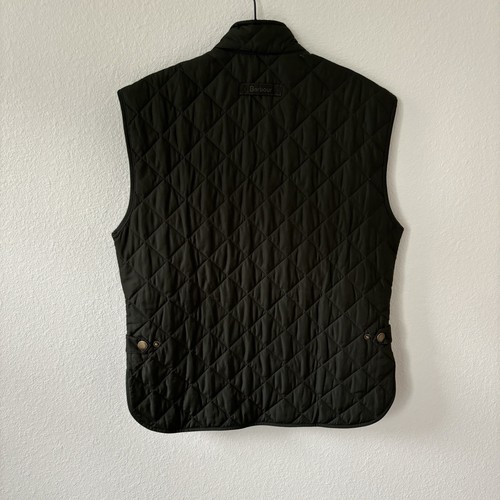 Barbour Men's Lowerdale Quilted Olive Green Gilet Vest w/ Brown Contrast Collar - Picture 3 of 8