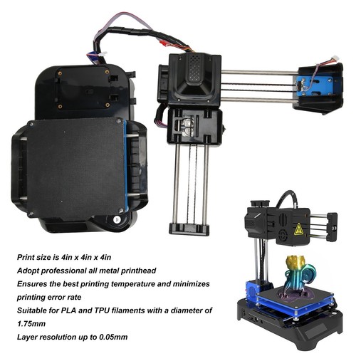 FDM Mini 3D Printer Quiet High Accuracy Upgraded Extruder Technology 4x4x4in FY - Afbeelding 13 van 36