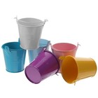  6 Pcs Reusable Popcorn Bucket Mini Tin Buckets Small Metal Decorative