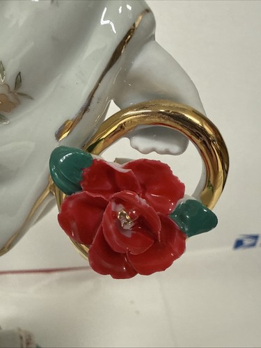 Vintage Paar Geisha Frauen handbemalte Porzellan Statuen Goldrand 12" hoch - Bild 19 von 24