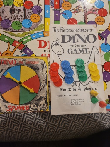 Vintage 1961 The Flintstones Present Dino The Dinosaur Board Game Transogram USA - Picture 7 of 15
