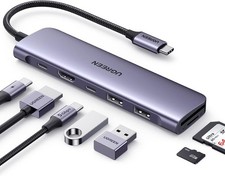 UGREEN Revodok 1071 USB C Hub for Laptop 7 in 1 Dock 4K HDMI, 100W Space Gray