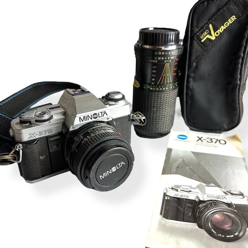 Minolta X-370 35mm Film SLR Camera 50mm 1.7 Lens w/ Extra Lens & Manual UNTESTED