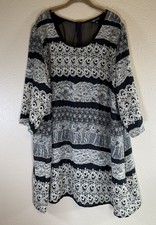 NWT Grazia Plus 26 Dress Black White Print Midi Dress Lined