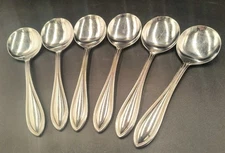 Set of 6 Wallace AMERICAN TRADITION pattern stainless round bowl soup spoons 6"