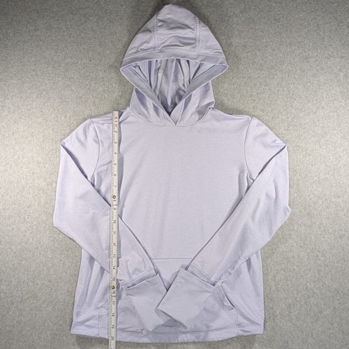 Athleta Girl Uptempo Hoodie L 12 Light Blue Kanga Pocket Thumbholes Brushed - Picture 11 of 11