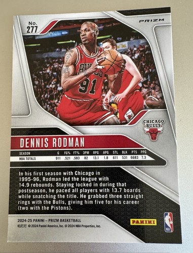 2024-25 Panini Prizm Dennis Rodman GREEN PRIZM #277 Legends Basketball 🔥 - Picture 2 of 2