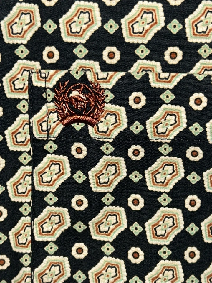 Camisa Occidental Cinch Top Juvenil Mediana Negra Estampada Con Botones Manga Larga XL 14 Foto 2 de 4