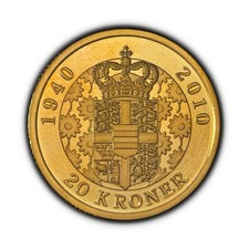 DENMARK. 2010, 20 Kroner - Margrethe II, Crowned Shield and Daisies RARE Proof