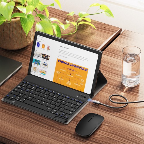 Bezprzewodowy zestaw klawiatury i myszy Bluetooth akumulator do iPada laptopa Mac PC - Zdjęcie 24 z 60