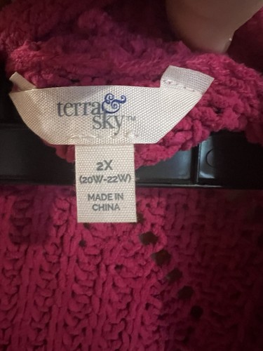 Terra & Sky Womens Cardigan 2X Pink Feminine Lagenlook Cozycore Momcore Basic - Picture 6 of 6