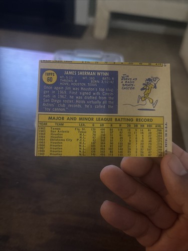 1970 Topps #60 Jim Wynn Houston Astros NMT Baseball Card - Picture 2 of 2