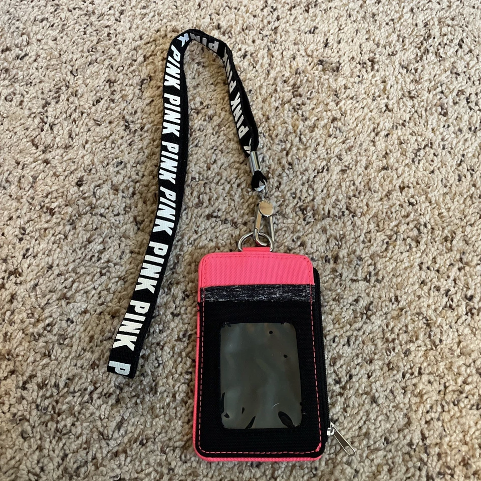 Victoriaβs Secret VS Pink GRAPHIC HOT PINK MARL Lanyard LIMITED ED ID Holder NWT - Image 2 of 4
